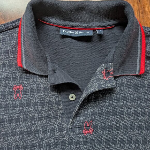 Psycho Bunny Polo Shirt Size 4 All Over Print - Picture 4 of 7
